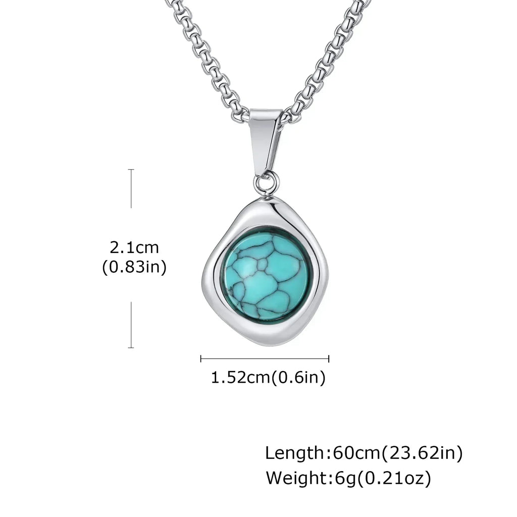 Blue-Green Stone Pendant Necklace Set for Layering