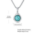 Blue-Green Stone Pendant Necklace Set for Layering