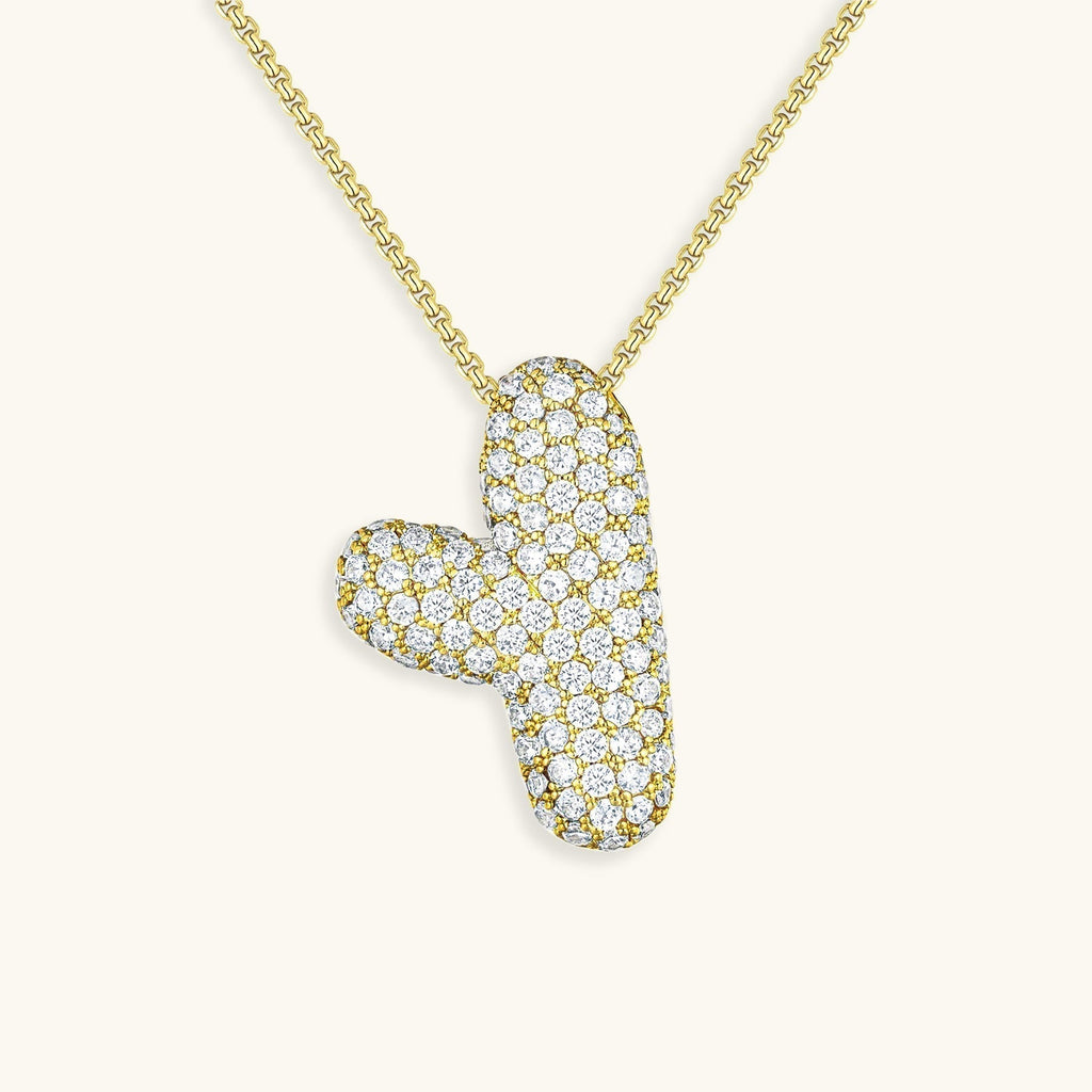 Pavé Bubble Initial Necklace with Sparkling Letter