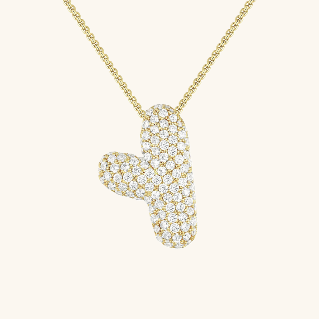 Pavé Bubble Initial Necklace with Sparkling Letter