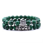 Adjustable Owl Charm Bracelet with Natural Stone Beads