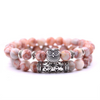 Adjustable Owl Charm Bracelet with Natural Stone Beads