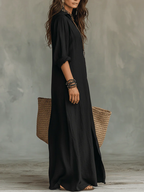Vestido largo holgado con botones delanteros para noches fuera