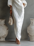 One Shoulder Maxi Dress with Long Sleeve and Ruched Detail