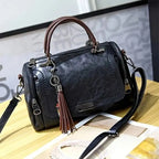Fringe-Trim Shoulder Bag with Detachable Crossbody Strap