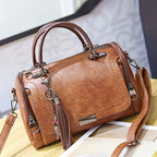 Fringe-Trim Shoulder Bag with Detachable Crossbody Strap