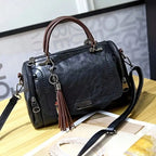 Fringe-Trim Shoulder Bag with Detachable Crossbody Strap