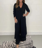 Checked Two Piece Set with Wide Leg Elasticated Trousers
