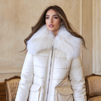 Chaqueta forrada de pelo con cintura ajustable para el invierno