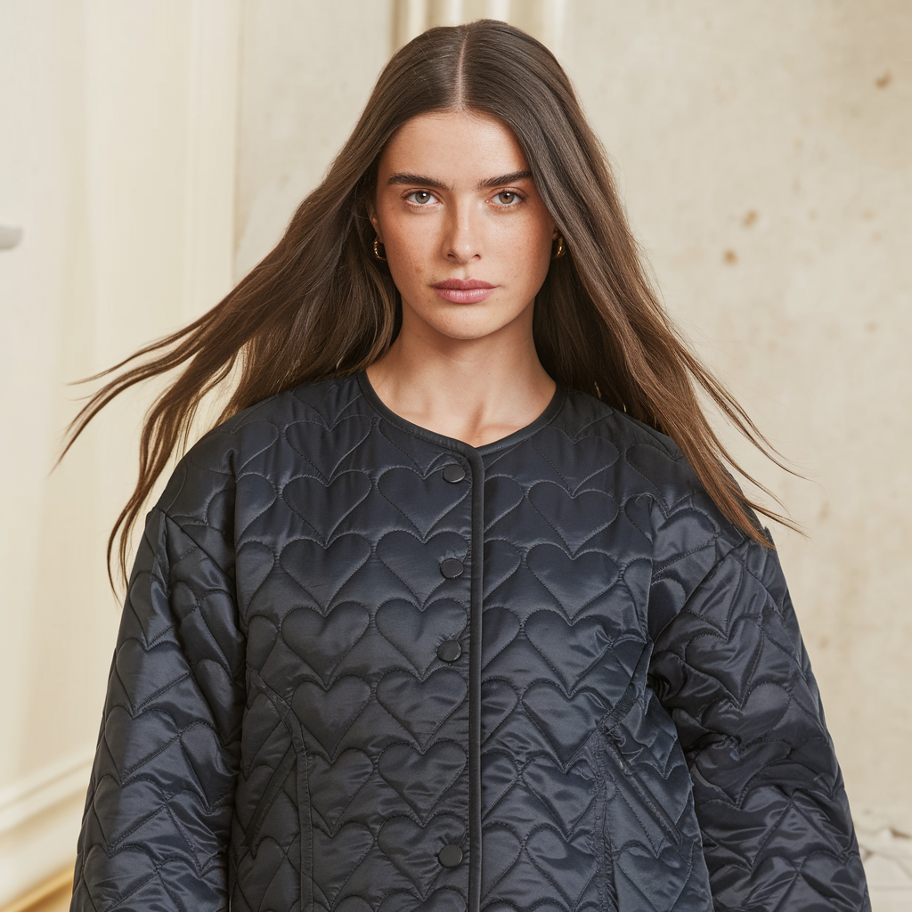 Quilted Round-Neck Jacket for Fall and Winter