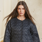 Quilted Round-Neck Jacket for Fall and Winter