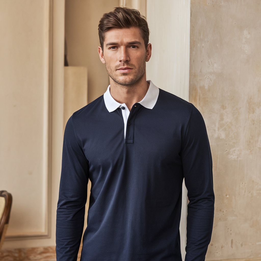 Soft Knitted Polo Sweater with Classic Button Collar