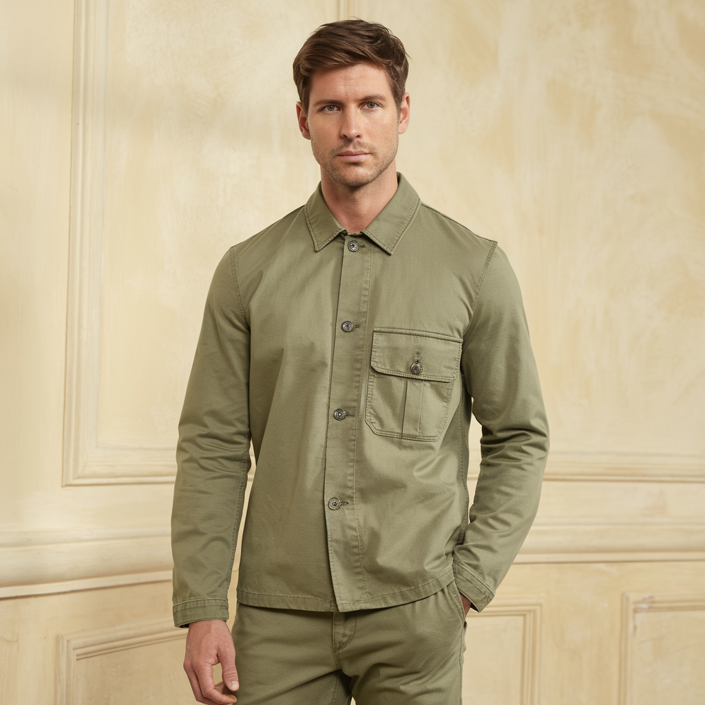 Chaqueta bomber de algodón para hombre con bolsillos tácticos