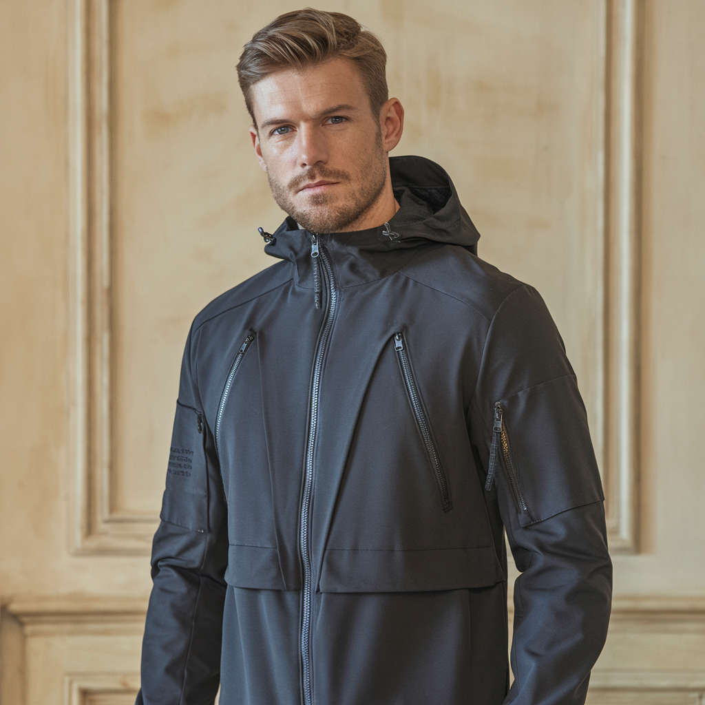 Water-Resistant Softshell Fleece Jacket with Thermal Hood
