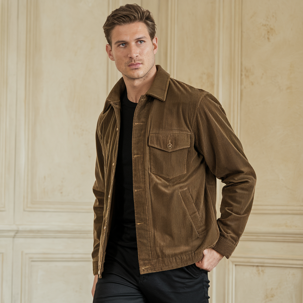 Ribbed Corduroy Jacket with a Structured Vintage Cut