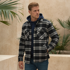 Checked flannel hoodie with button closure for winter