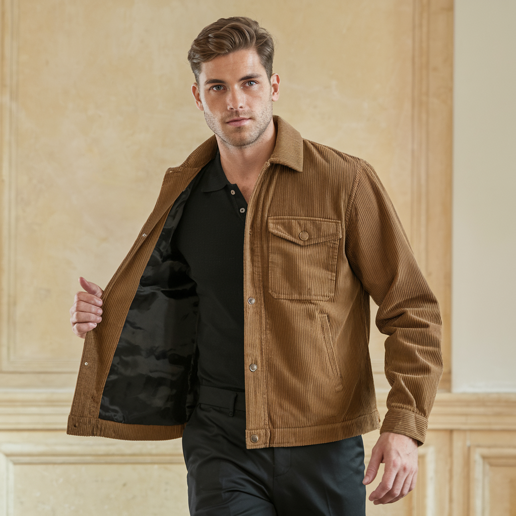 Ribbed Corduroy Jacket with a Structured Vintage Cut