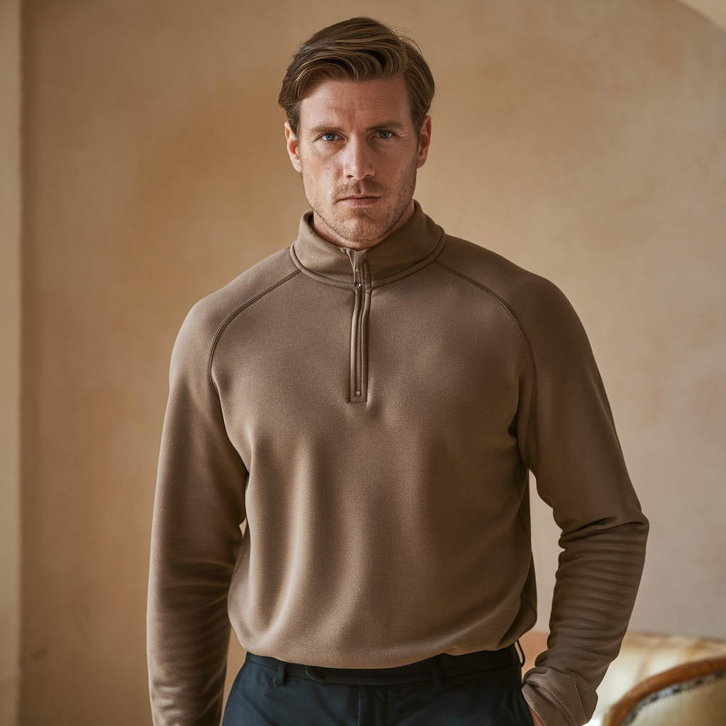 Half-Zip Sweater in Soft Cotton-Blend Knit