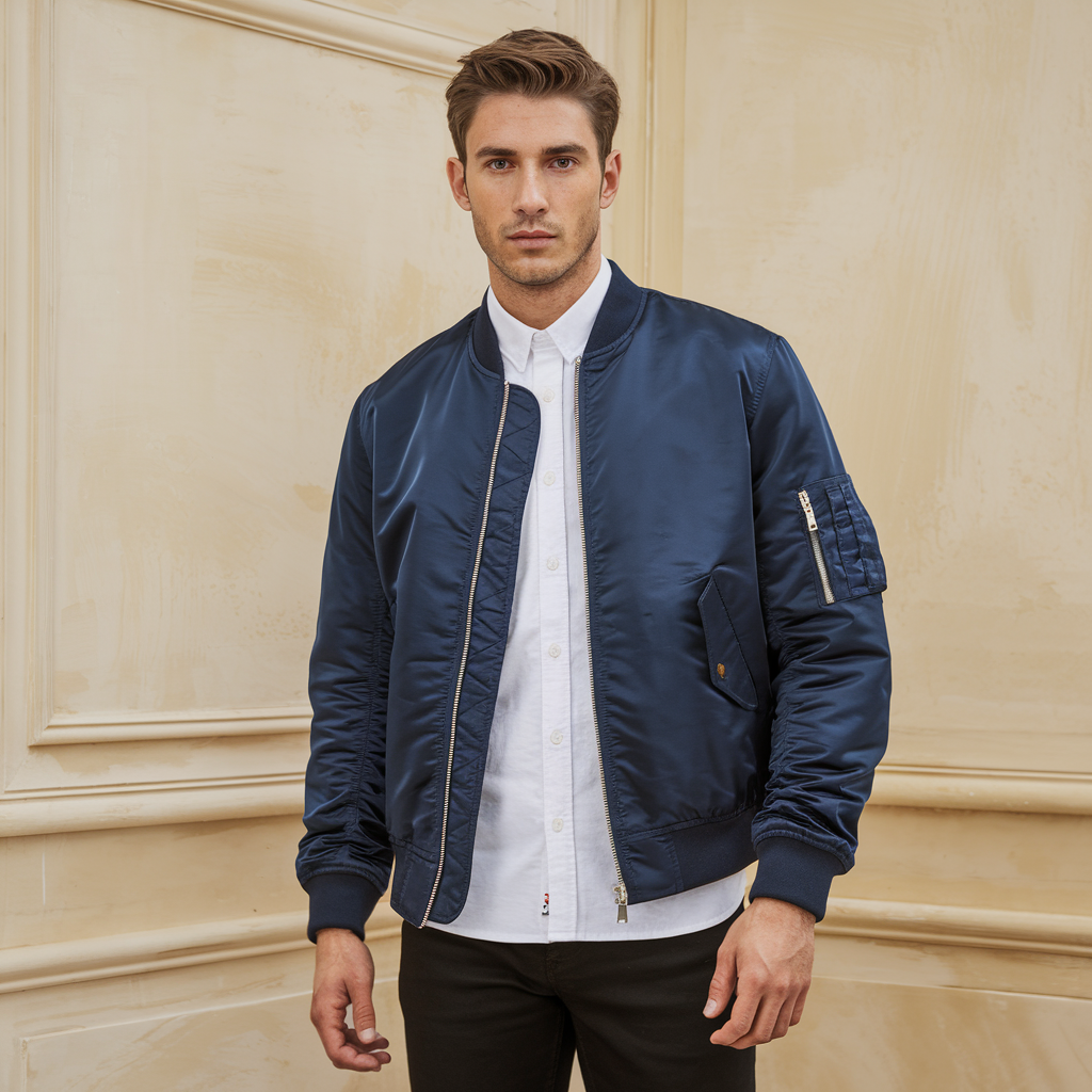 Stand-Collar Pilot Jacket with Soft Lining