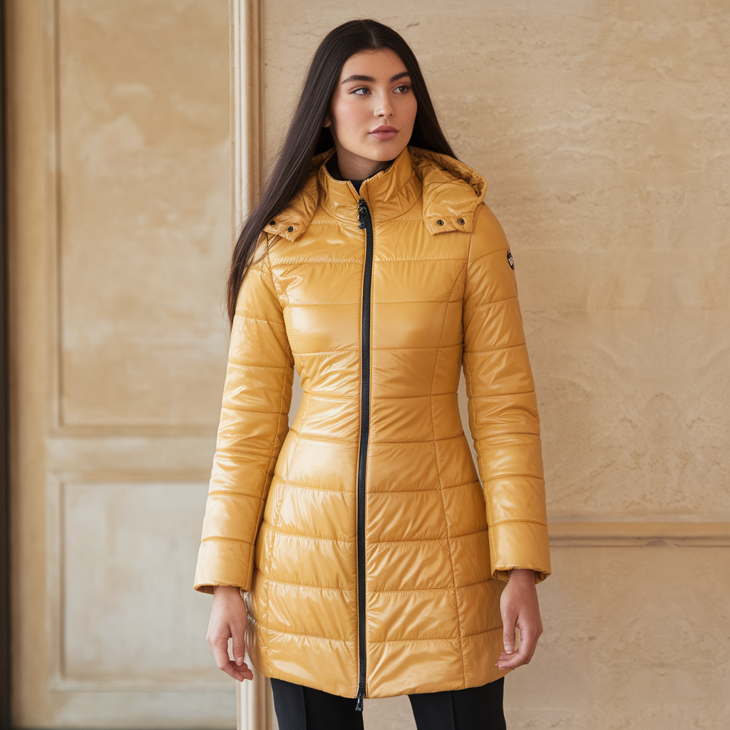 Parka larga con capucha para invierno con cierres ajustables