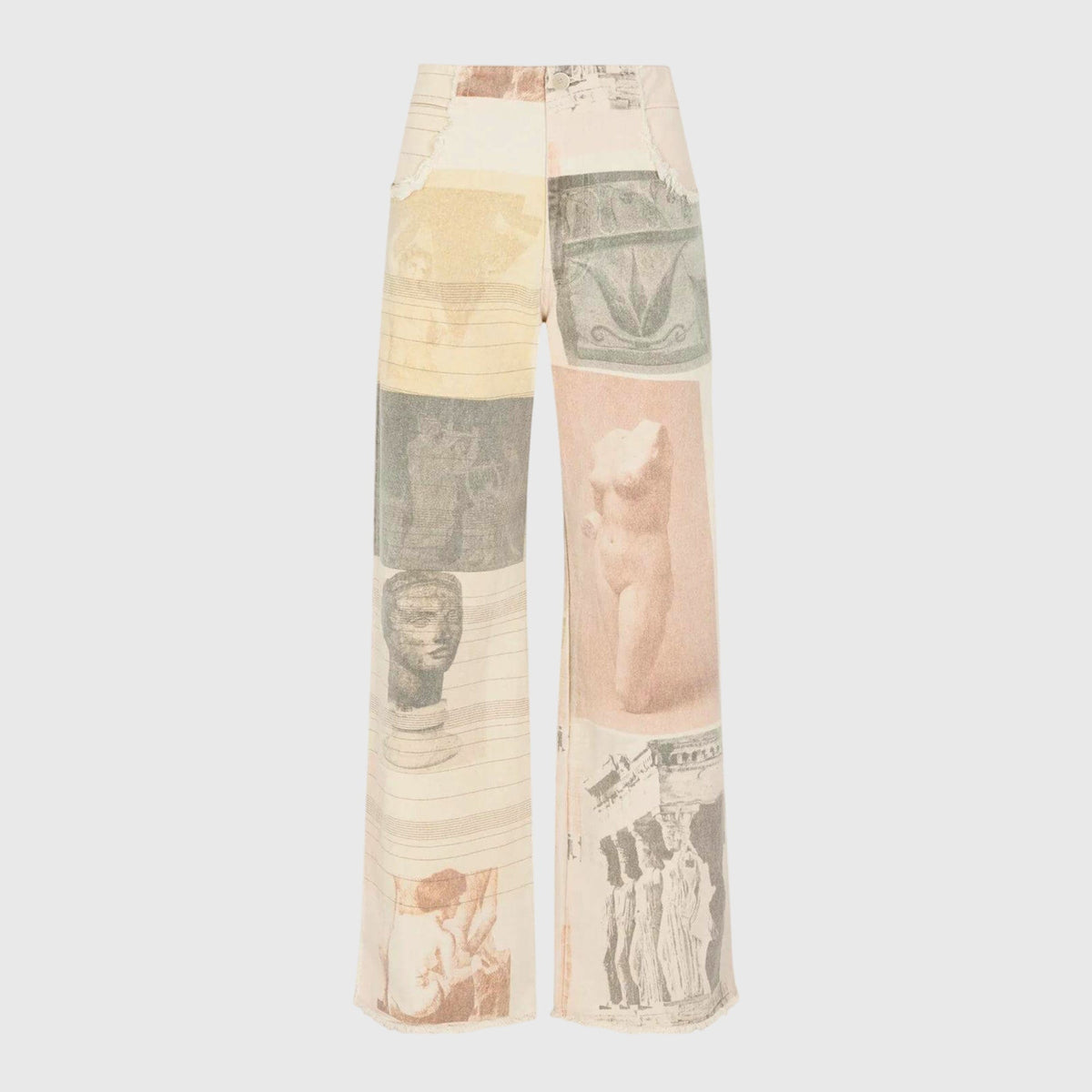 High Waisted Wide Leg Jeans with Cropped Hem