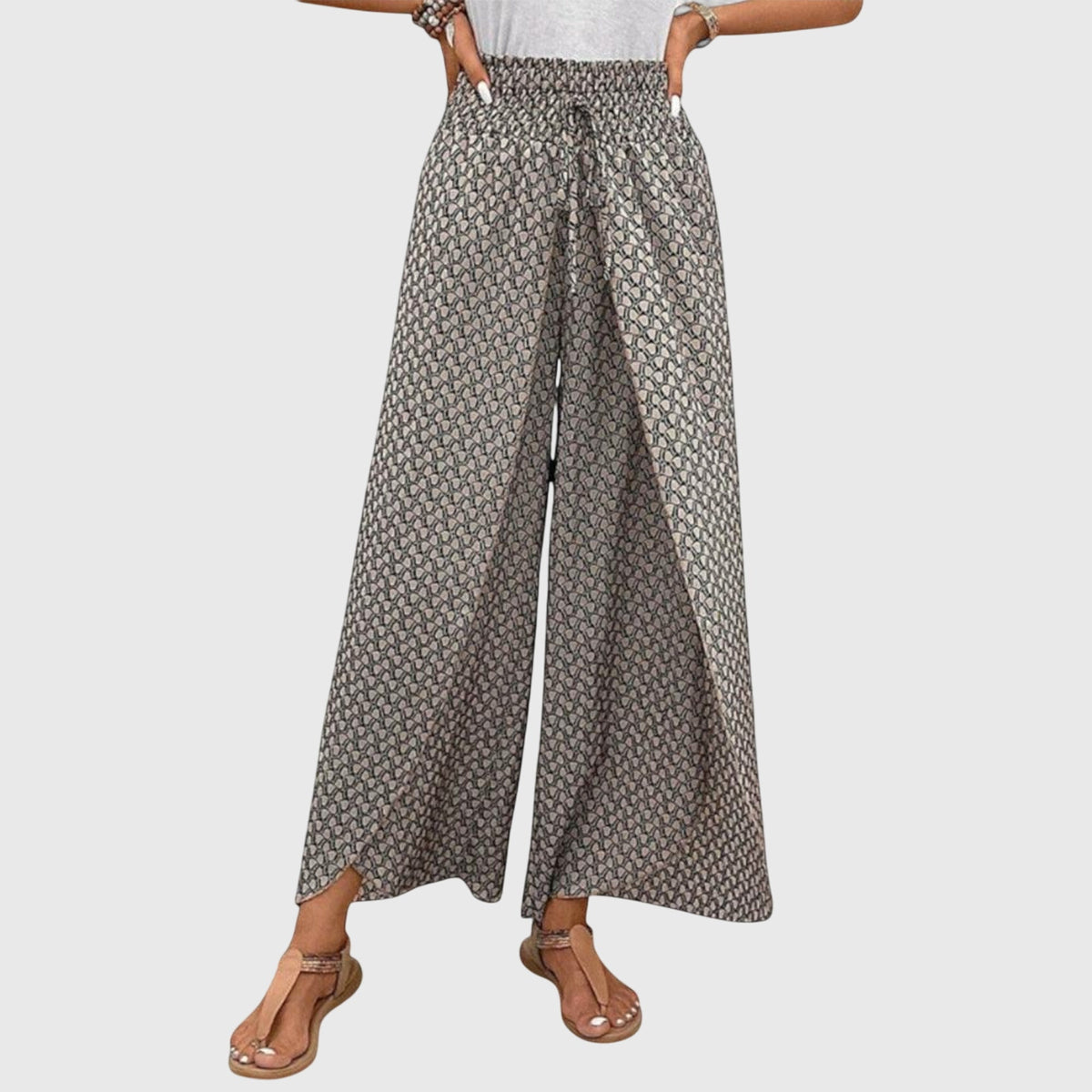 High Waisted Palazzo Trousers with Flowing Wide Leg