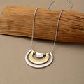 Modern Two-Tone Abstract Pendant Necklace with Sculptural Shape