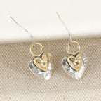 Vintage Two-Tone Heart Pendant Earrings with Romantic Look