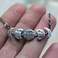 Vintage-Style Moon Circle Necklace in Silver Colour