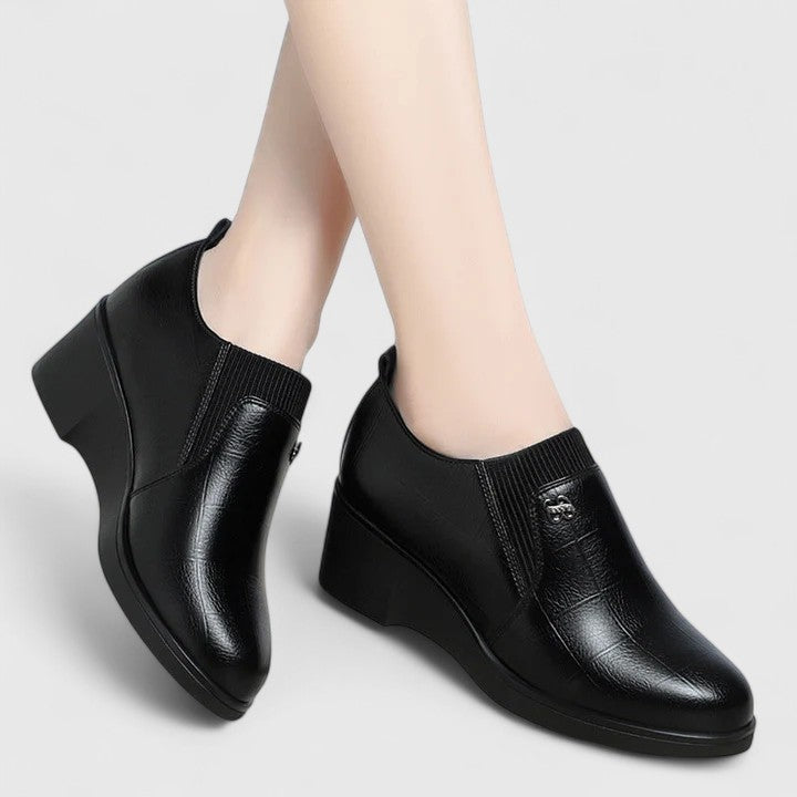 Wedge Heels with Elasticated Panels and Cushioned Footbed