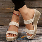 Platform Wedge Sandals with a Slip-Resistant Sole and Single Strap