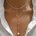 Graduated Faux Pearl Strand Necklace with Classic Drape