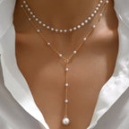 Graduated Faux Pearl Strand Necklace with Classic Drape