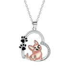 Heart and Dog Pendant Necklace in Rose Gold Colour