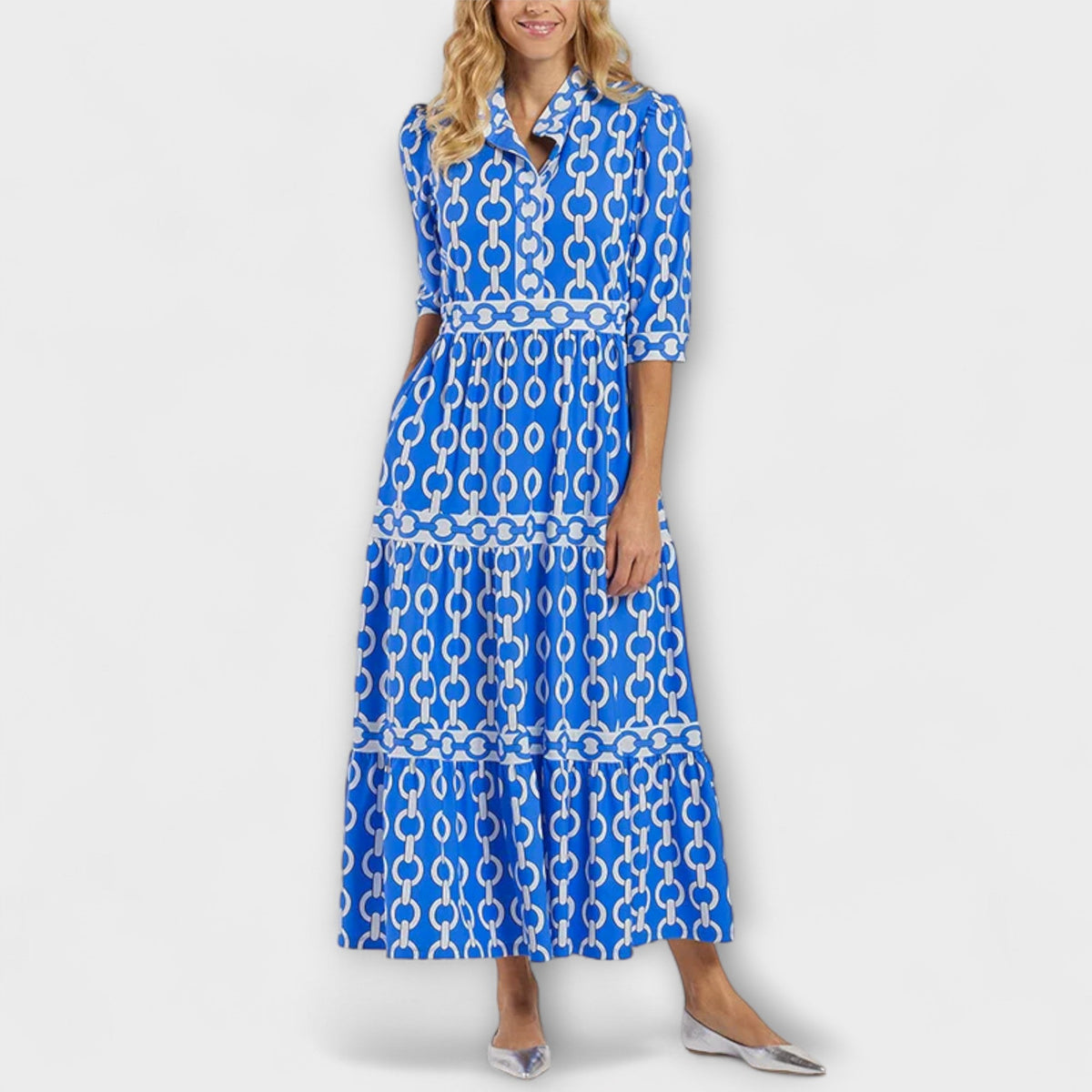Midi Dress with Bold Chain Pattern