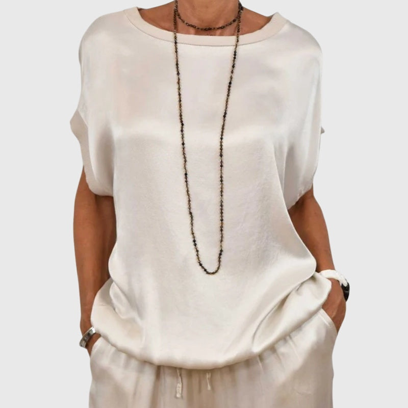 Conjunto de dos piezas refinado con pantalones de pierna ancha