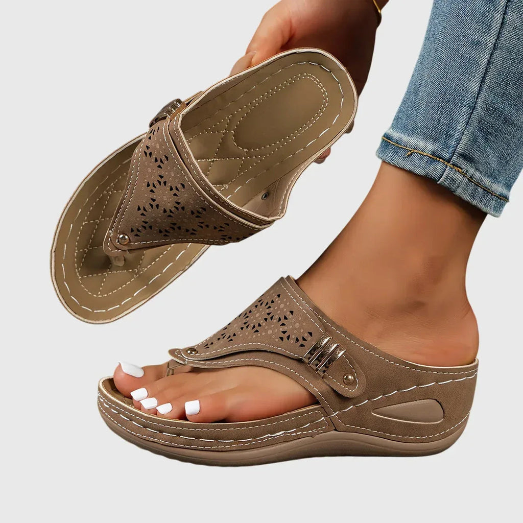 Slip-On Sandals with Striped Detail