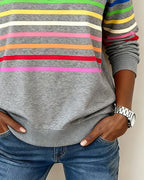 Half Zip Sweatshirt with Stand Collar and Stripe Detail