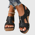 Sandaler med dragkedja och dämpad innersula