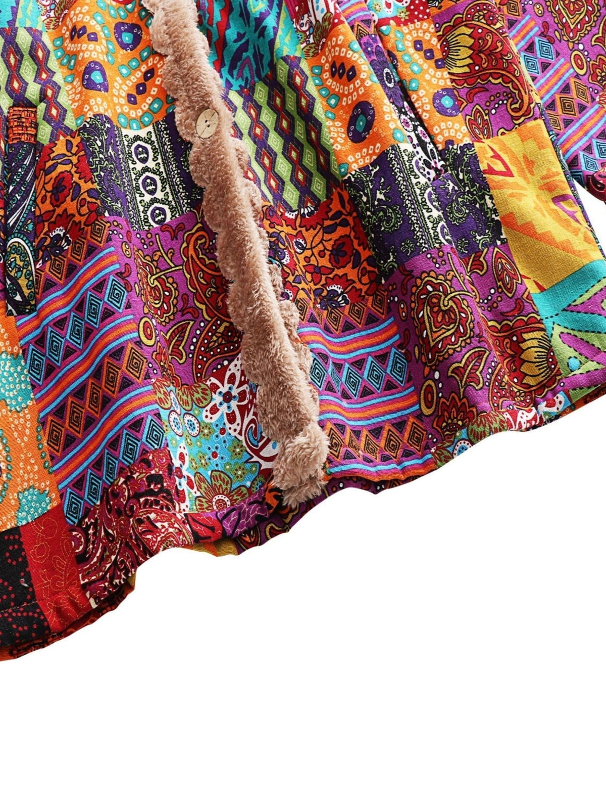Patchwork Hooded Jacket with Lined Interior