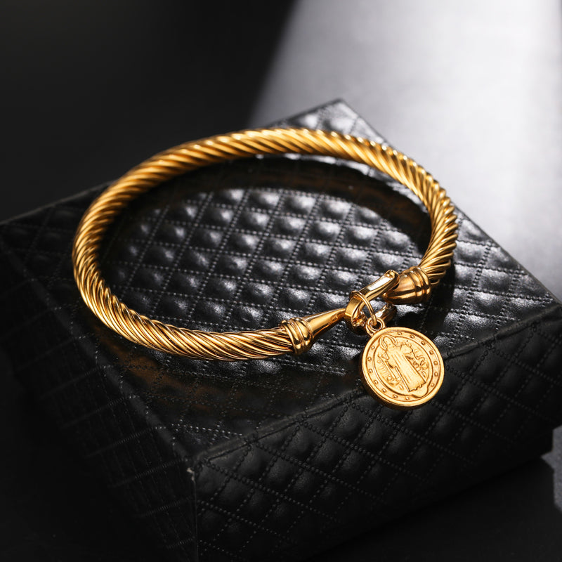 Saint Benedict Charm Bracelet in a Warm Gold Tone