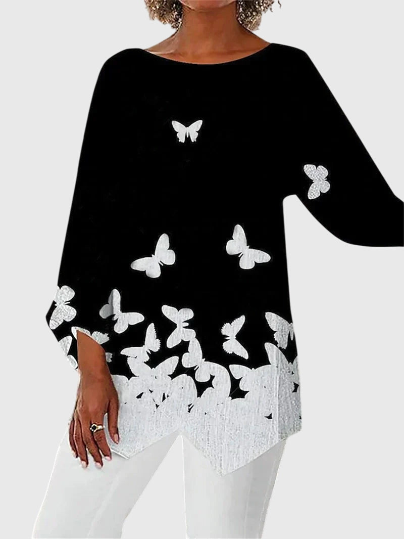 Printed Crew Neck Top with Breathable Handle