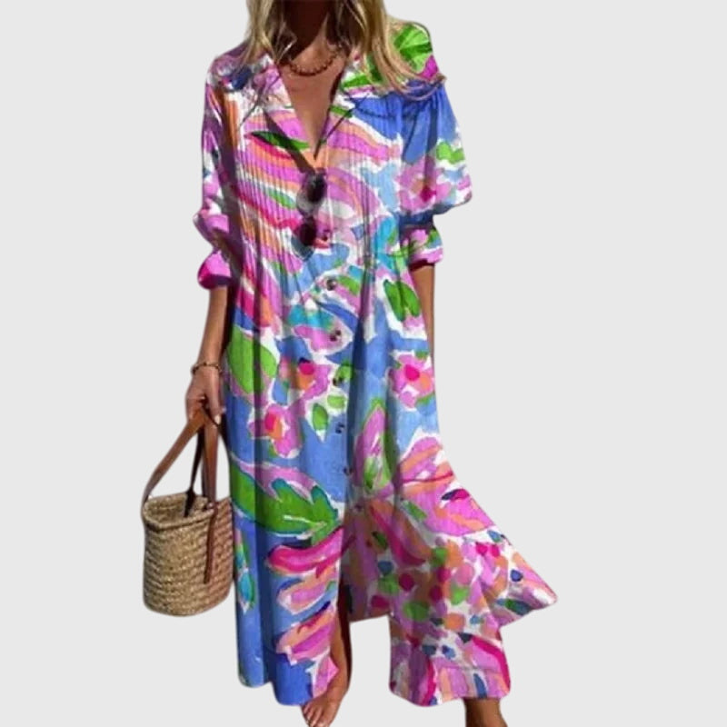Bohemian Dress with Flowing Silhouette and Fine Detail
