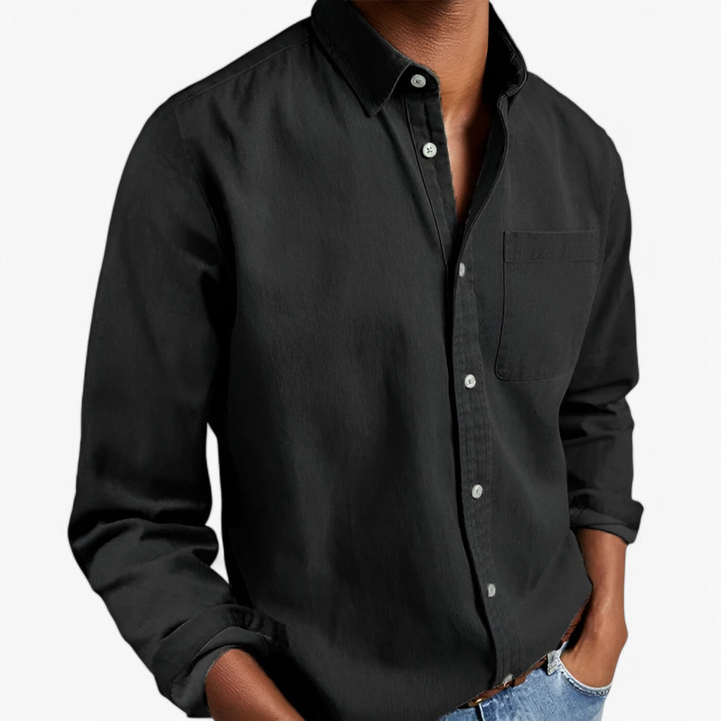 Camisa cargo de hombre de corte ajustado con cuello clásico y bolsillos