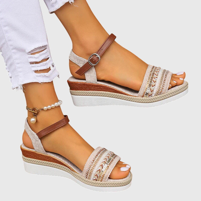 Slip in-sommarsandaler med ankelrem