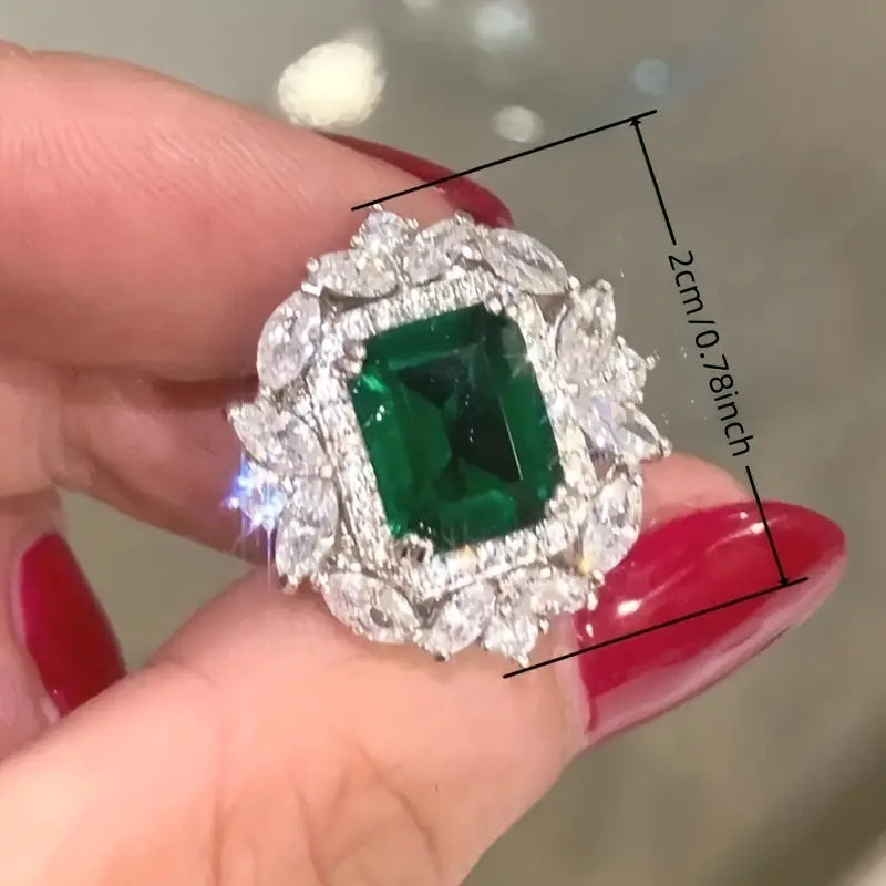 Green Square Stone Halo Stud Earrings with Jewel Tone
