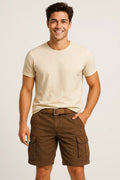 Men's Cotton Cargo Shorts with an Included Woven Belt