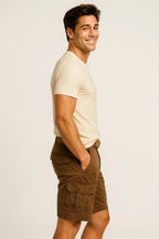 Men's Cotton Cargo Shorts with an Included Woven Belt