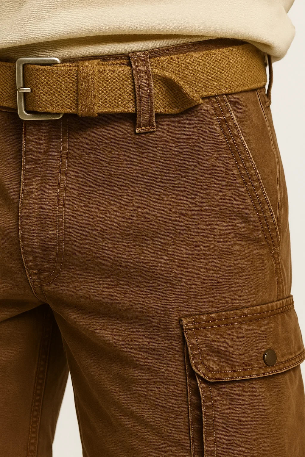 Men's Cotton Cargo Shorts with an Included Woven Belt