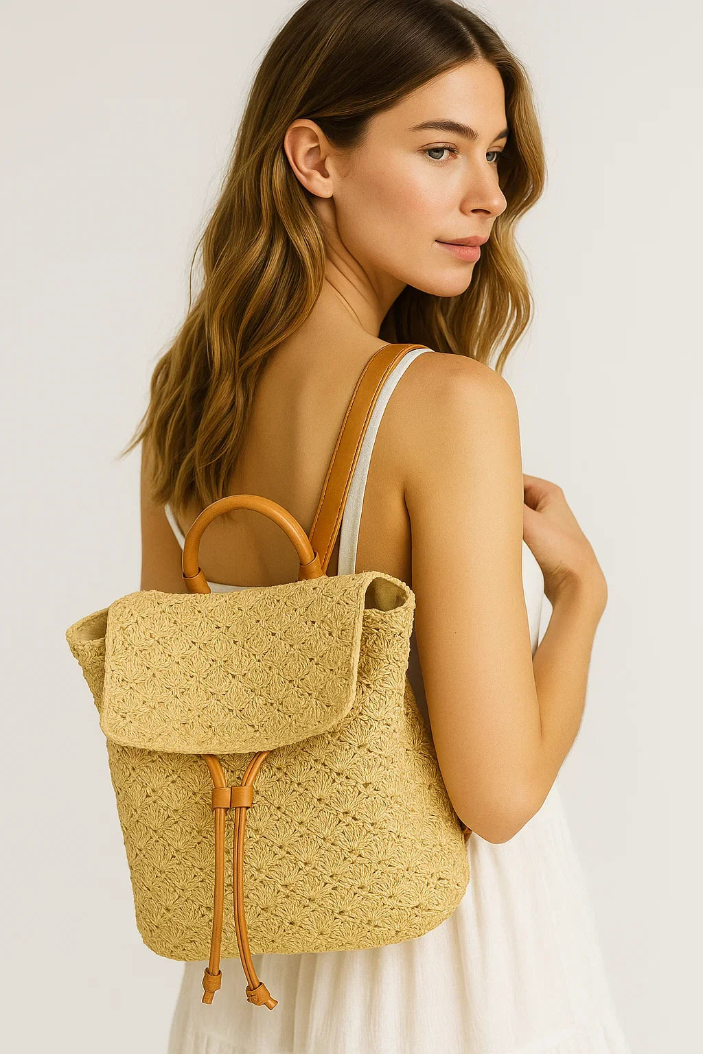 Woven Straw Beach Bag with Adjustable Shoulder Strap